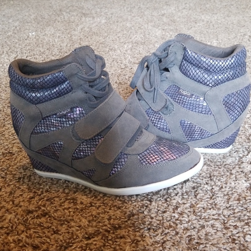 Sugar Metallic Snakeskin Wedge Sneakers